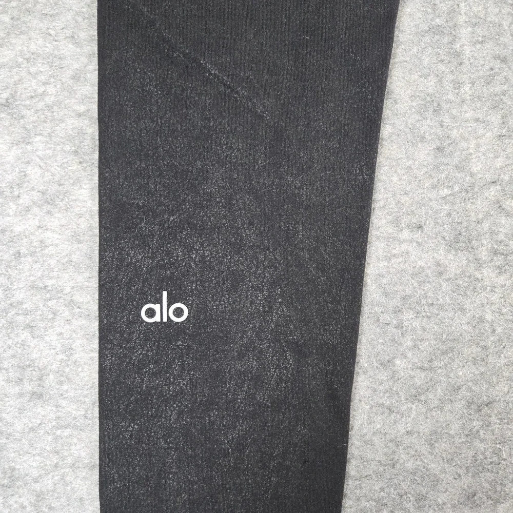 Alo Womens Black Crackle Moto High Waist Leggings XS